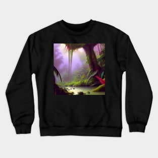 Digital Painting of a Beautiful Fantasy Nature With Lake and Colorful Leaves Crewneck Sweatshirt